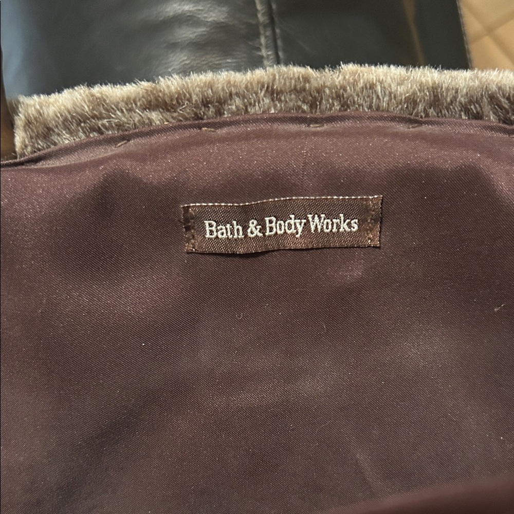 Bath & Body Works Brown Tote with Plush Trim - Picture 4 of 8